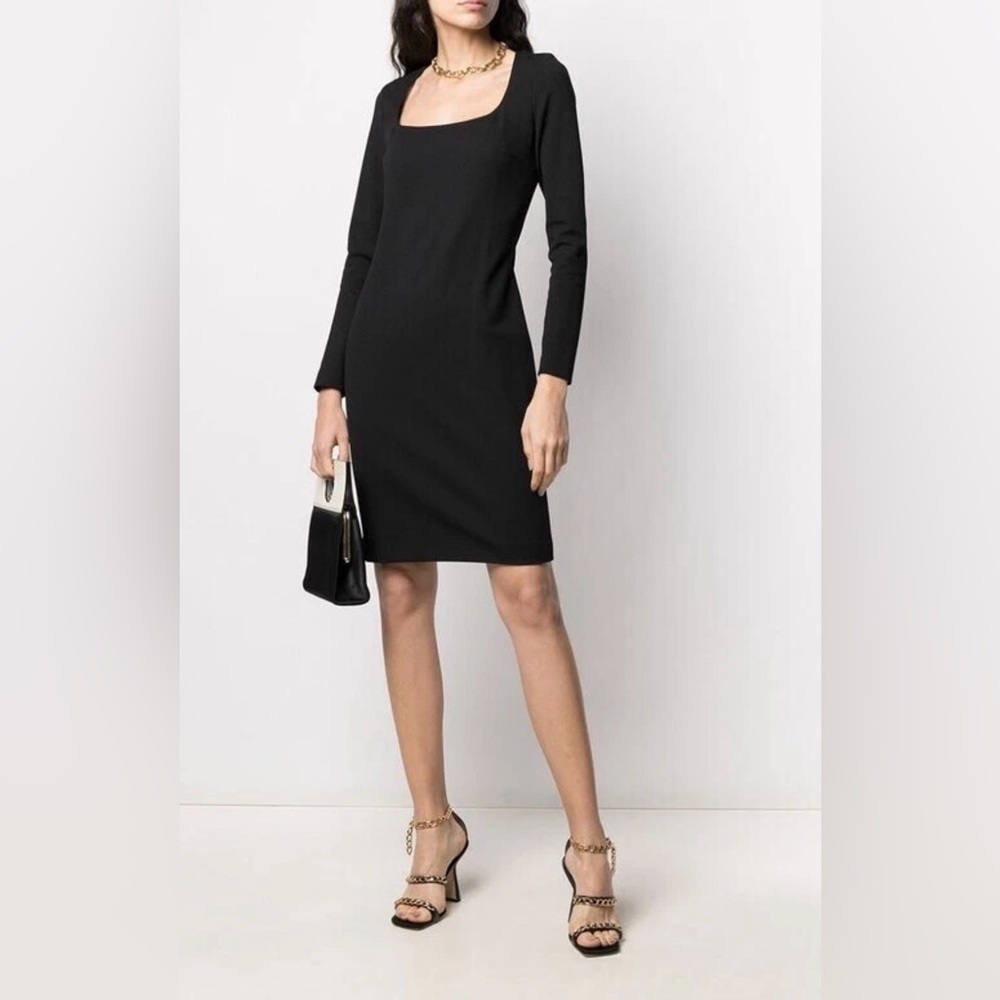 BOSS Hugo Boss Black Textured Sheath Dress Long Sleeve Midi